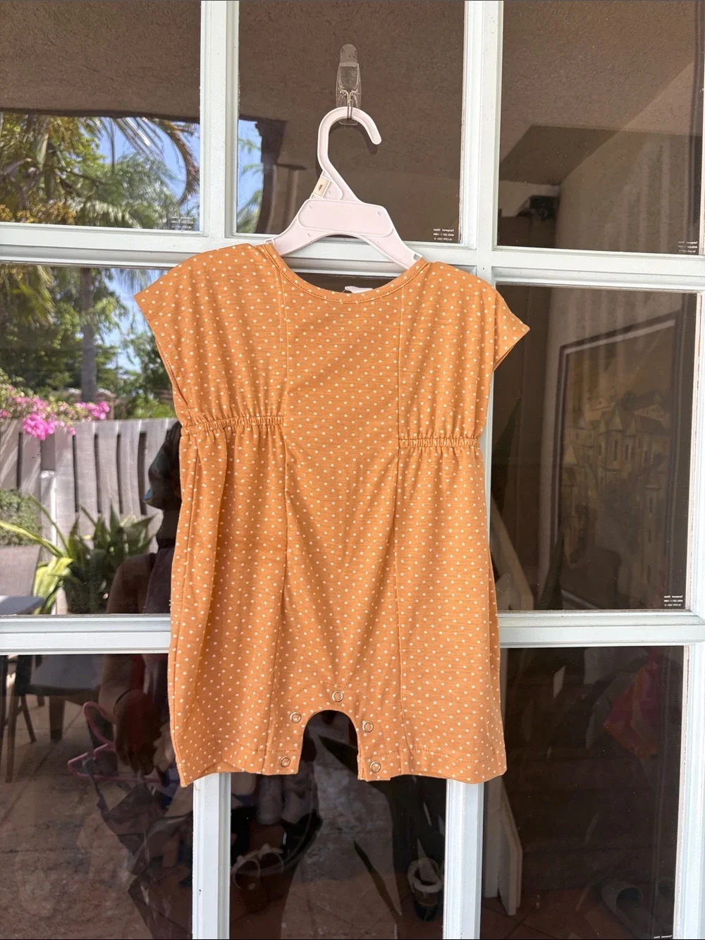 Kids Polka Dot One-Piece Bodysuit - Mustard